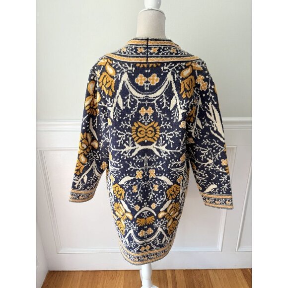 Maxsport XS Gold & Navy Floral Open Front Coatigan - - Picture 4 of 6